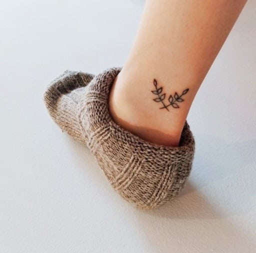 leafs ankle tattoo design for woman