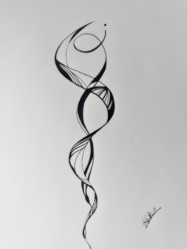 abstract two snakes tattoo on ribs design