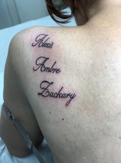 One of lettering tattoos