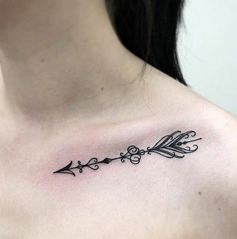 for women arrow tattoo on the clavicle 