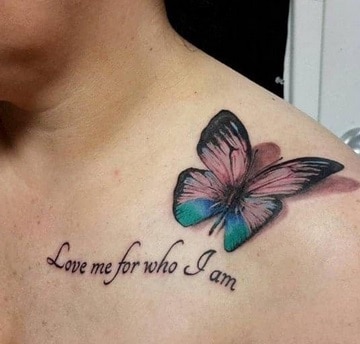 for women butterfly tattoo on the clavicle 