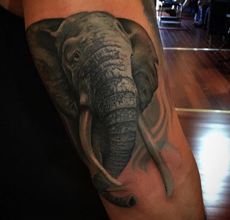 tattoo on the elbow elephant 