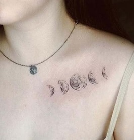  for women moon tattoo on the clavicle
