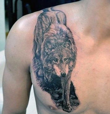 wolf tattoo on chest for men 