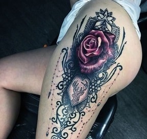 rose tattoo on the hip for women