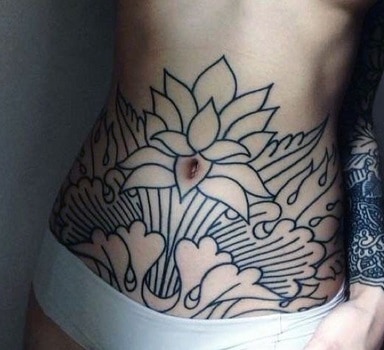 flowers design tattoo on the stomach