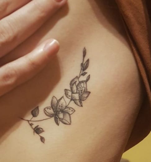 for women flowers tattoo under breast