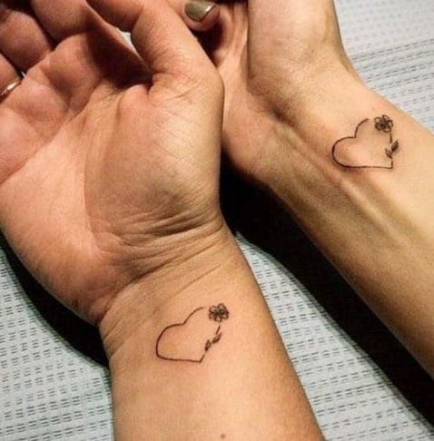 for couple hearths wrist tattoo