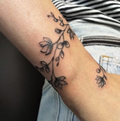 flower bracelet wrist tattoo for women
